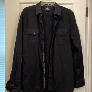 Rock & Republic men’s large long sleeve button down shirt black